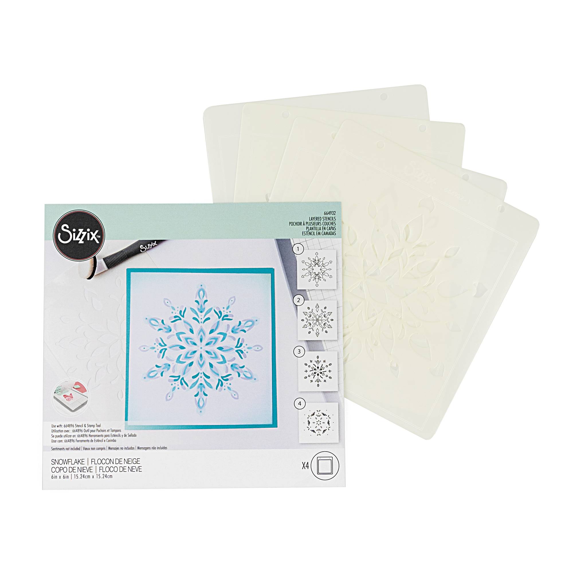 Sizzix Snowflake Layered Stencil Set 4 Pack Hobbycraft